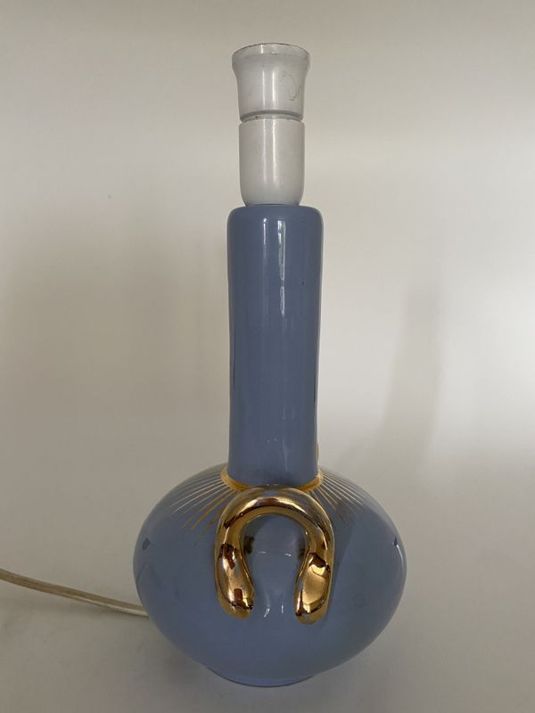 Lyseblå liten bordlampe Graveren 