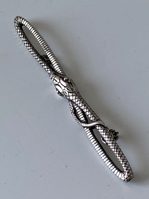 Vintage slangebrosje i sølv 